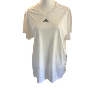 Adidas Women’s White V-Neck Dri-Fit Workout Shirt
